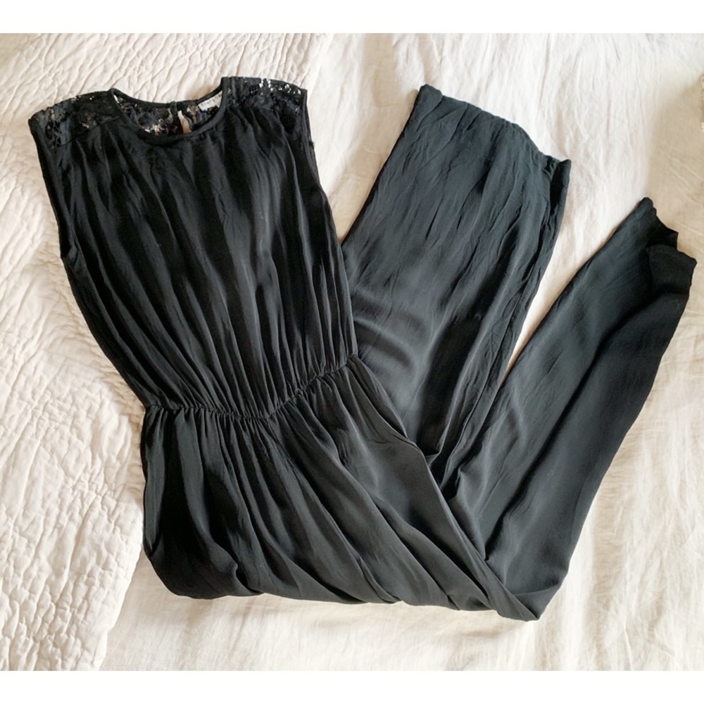 Karina Grimaldi Black Wide-leg Jumpsuit with lace detail
